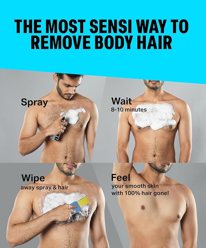 Bombay Shaving Company Sensi Hair Removal Spray - 200g | Painless & Irritation Free Spray (200 ml) | For Chest, Arms, Underarms & Legs | Pleasant Smell | Hair Removal Cream Spray